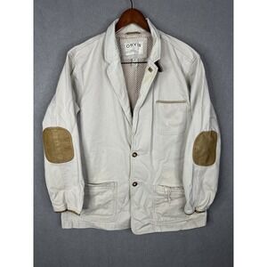 Orvis Zambezi Twill Leather Trim Hunting Safari Jacket Coat Blazer Size 48T